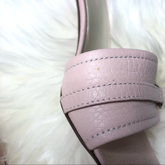 Burberry | Pebbled Leather Pink Mule Sandals 37 - Picture 4 of 9